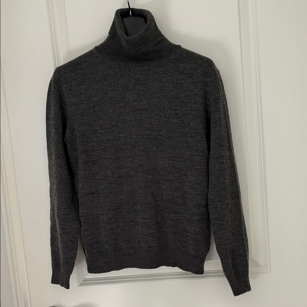 System Dark Gray Turtleneck Wool Sweater for Women